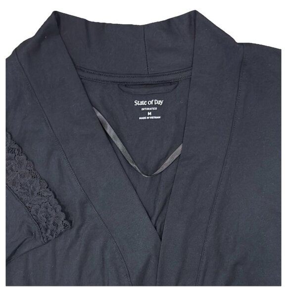 State of Day Macy’s 2pc Sleepwear Modal Bundle M Black Long Gown & Robe New - Picture 3 of 10